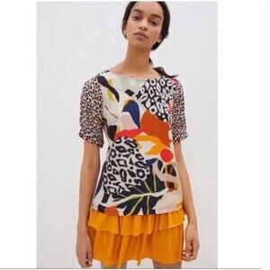 Anthropologie X Conditions Apply Elsa Mix Print Top Multicolor Size M